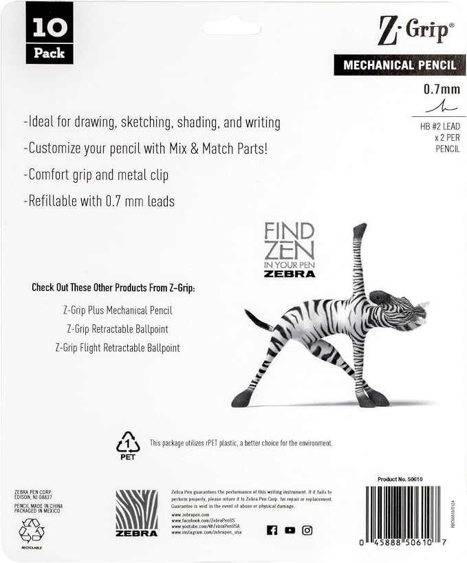 Zebra Pen, Z-Grip Mechanical Pencil, Smooth Writing, Latex-Free Grip, 0.7mm Lead - Image 2
