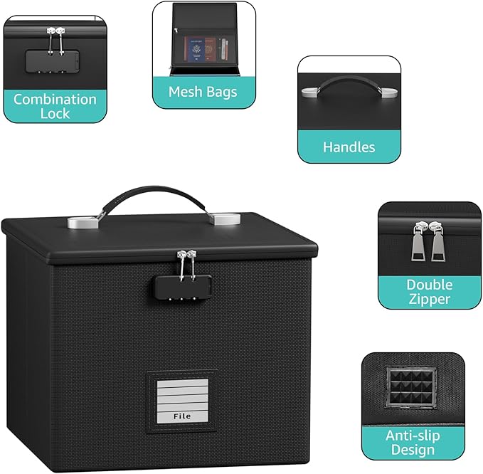 2 Pack Fireproof Document Box File Organizer - Image 3