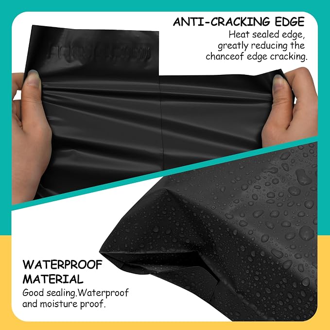 Poly Mailers - 9x12 inch 100 Pcs Black Shipping Bags - Image 4
