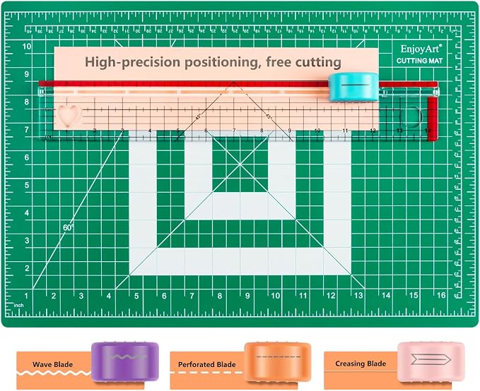 Rotary Paper Cutter Set, 4 Interchangeable 28mm Blades, 14x2" Acrylic Quilting by Unknown