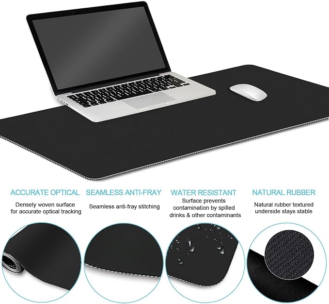 LIMKRIAN Black Mouse Pad Set Large Desk Matt - Image 4