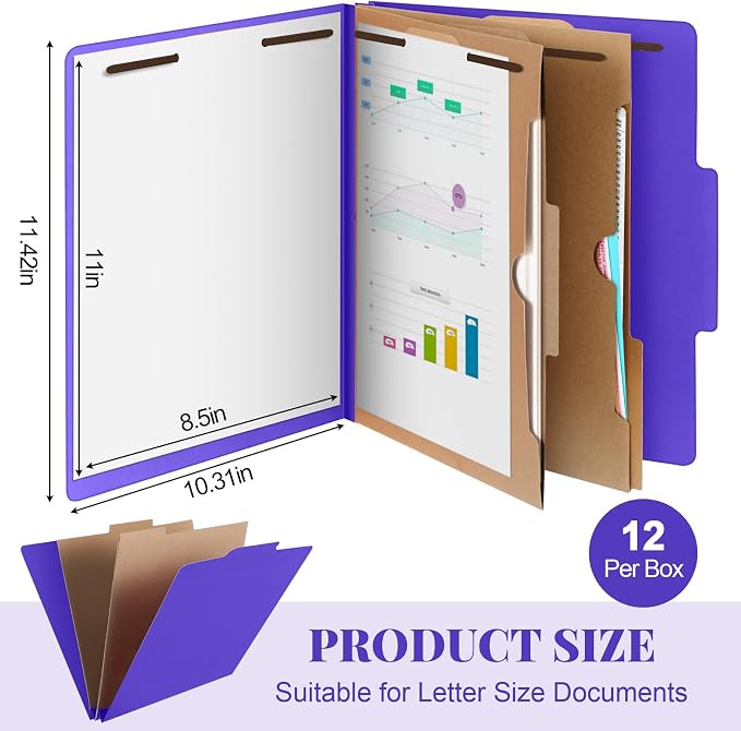 Skyygemm 12 Pcs Classification Folders Letter Size, 2 Pocket Dividers - Image 2
