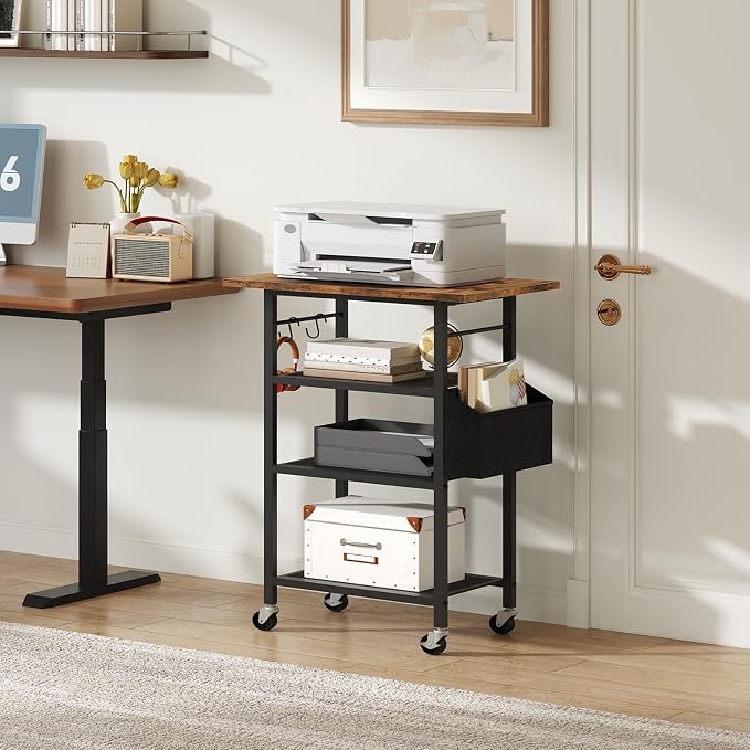 MAHANCRIS 4-Tier Printer Stand, Rolling Printer Table on Wheels, Industrial - Image 2