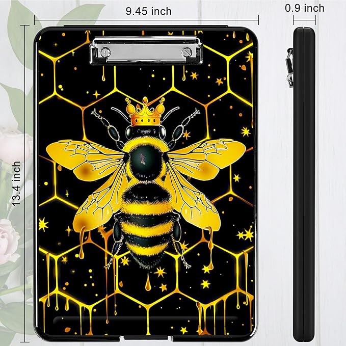 Bee Black Background A4 Clipboard - Image 4