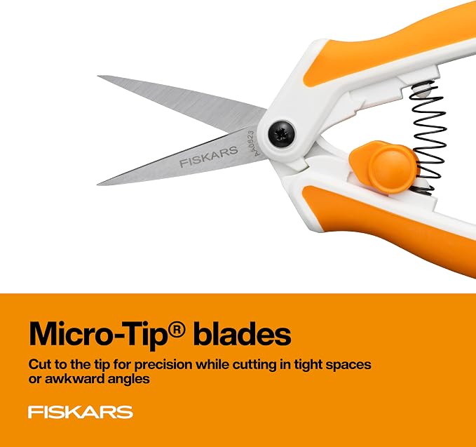 Fiskars Micro-Tip Spring Assisted Scissors, Precision Cutting Stainless Steel - Image 7