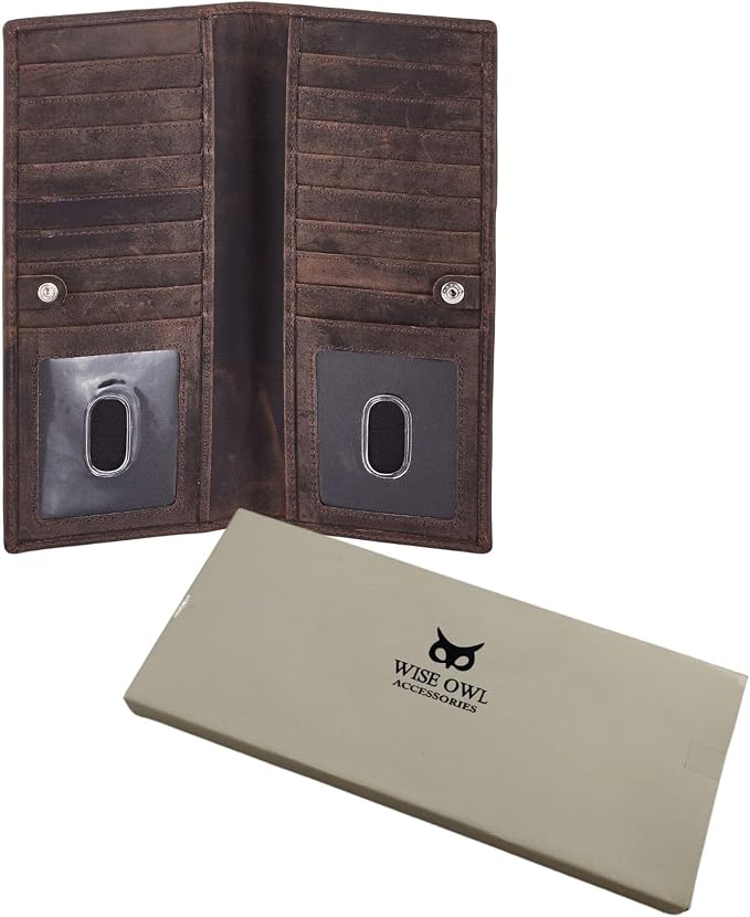 Long Wallet for Men Women Real Leather Bifold RFID Stylish Slim Handmade 2 ID - Image 6
