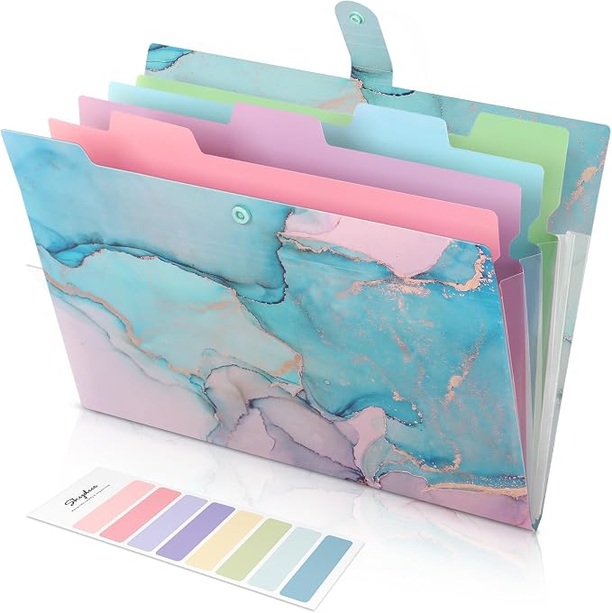 SKYDUE 5 Pockets Expanding File Folder, File Folders, Cute Accordion File - Image 5
