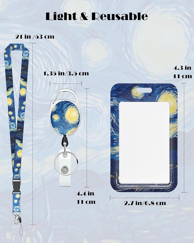 Uniclife Fashionable Sliding Badge Holder Starry Night Plastic Card Holder - Image 4