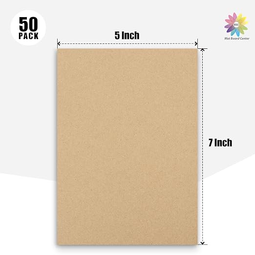 Mat Board Center, 50 Corrugated Cardboard Sheets 5x7 Inches Flat Card Board - Image 2