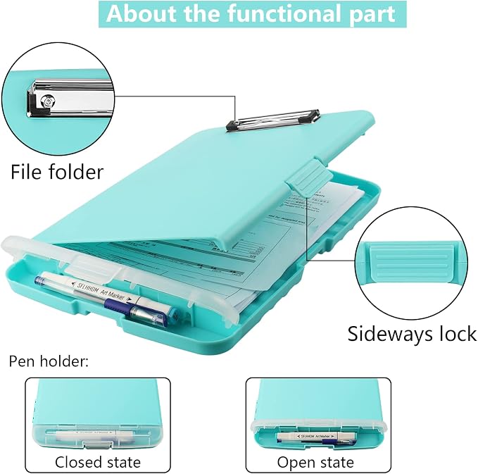 SFLHHDM Clipboard with Storage, Clip Boards 8.5x11, Plastic Clipboards with Pen - Image 5