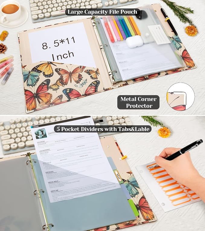 3 Ring 1 Inch Binder Organizer, KLLVE Three Ring Binders - Image 3