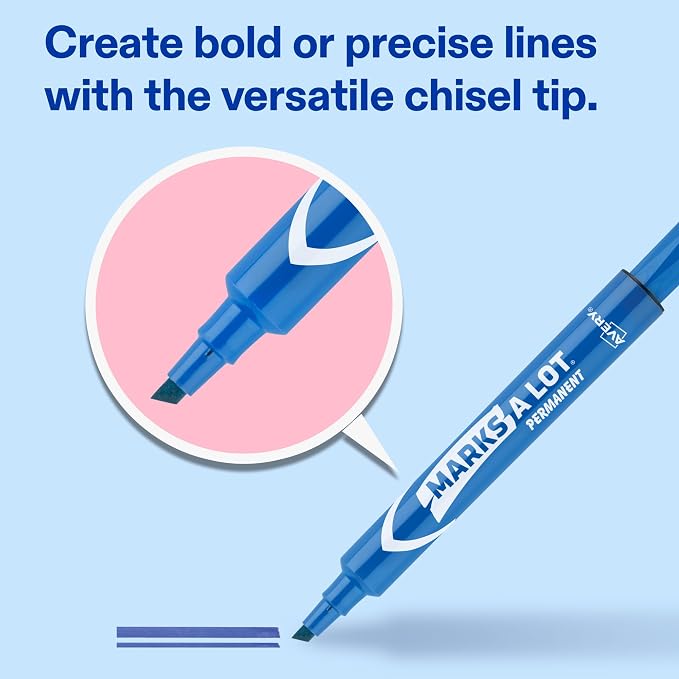 Avery Marks A Lot Permanent Markers, Large Desk-Style Size, Chisel Tip - Image 4
