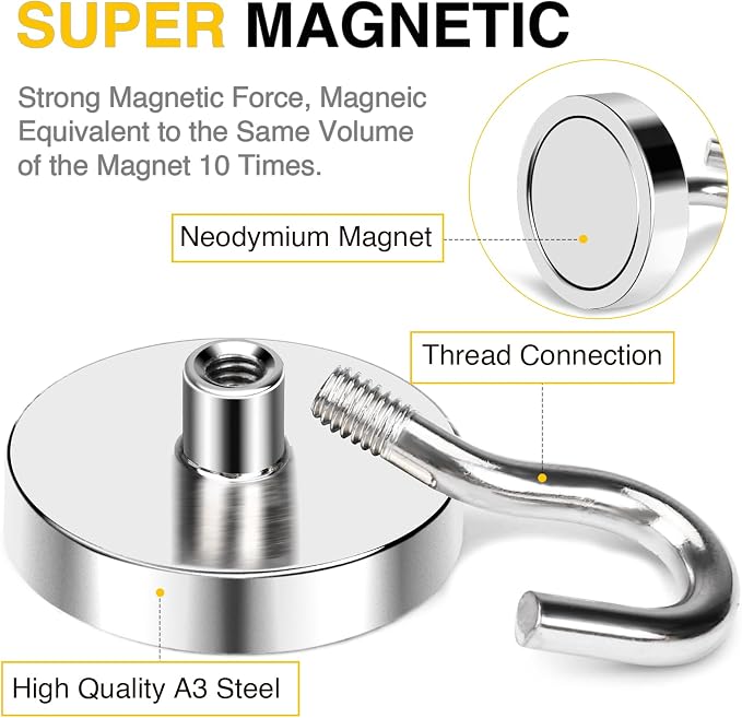 DIYMAG Magnetic Hooks, 170 LB Heavy Duty Strong Magnet - Image 3