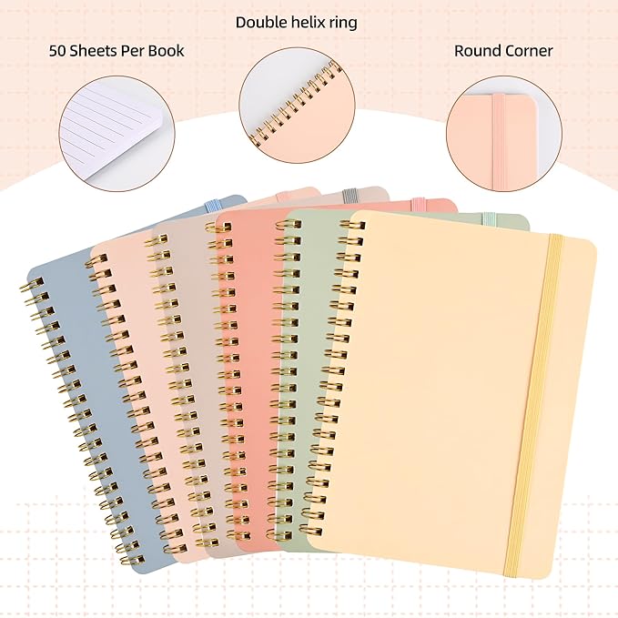 EHME EHME EHME 6 PCS Small Spiral Notebook 5x7, Cute Aesthetic Spiral Journal - Image 2