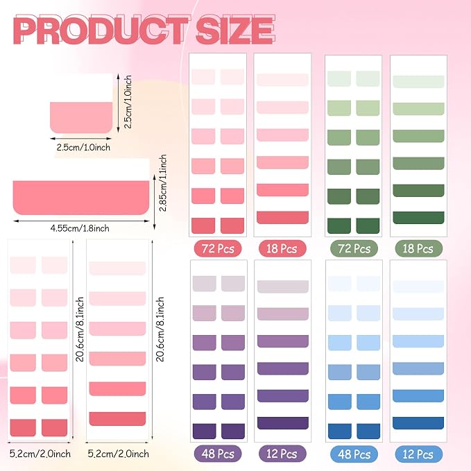 300 Pcs Sticky Index Book Tabs Bible Tabs Gradient Repositionable Page Tab - Image 2