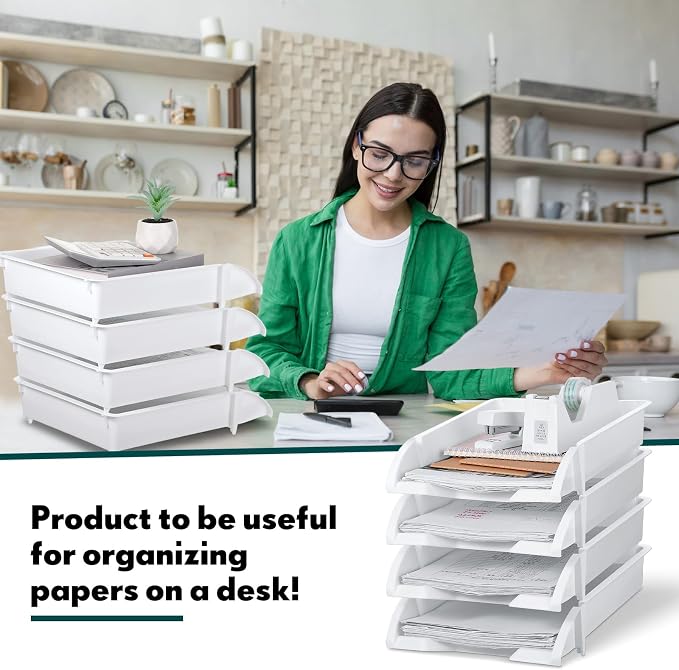 Fainne 8 Pcs Stackable Paper Trays Organizer - Image 5