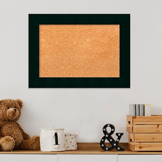 Amanti Art Natural Cork Board for Wall, 16x22 Vision Board with Black Wood Frame, Small Corkboard Office Decor for Home Organization, Modern Corkboard Pinboard to Display Items for Home Organization-DeskLoop Office