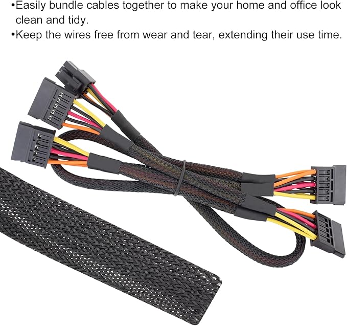 10ft PET Expandable Wire Loom 1 Inch, PET Braided Wire Sleeving Cable - Image 4