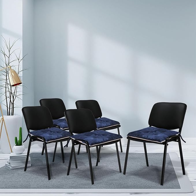 Office Stacking Chair Cushions 4 Pack, Corduroy High Density Foam Kitchen Seat - Image 2