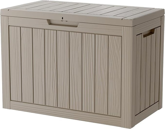 45 Gallon Lockable Resin Deck Box, Waterproof & UV-Resistant Outdoor Storage Box for Outdoor Cushion Storage, Garden Tools & Pool Accessories Storage, Gray-DeskLoop Office