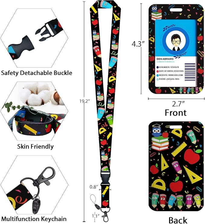 Cute Teacher Lanyards for Id Badges and Keys, Retractable ID Badge Holder - Image 4