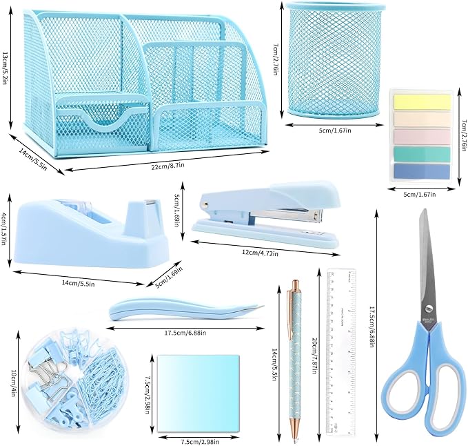 12 in 1 Desk Organizers and Accessories Set, Office Supplies Include Stapler - Image 4