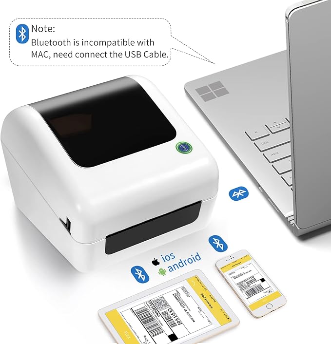 Bluetooth Thermal Shipping Label Printer - Wireless 4x6 Label Maker for packages, Compatible with iPhone and PC, Phone, USB for MAC, Works with Ebay, Amazon, Shopify, Etsy, UPS, USPS Barcode, Upgrade-DeskLoop Office