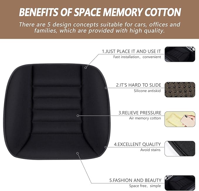 MYFAMIREA Car Seat Cushion Pad 1.2" Thick Comfort Seat Protector - Image 2