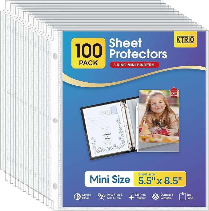 KTRIO Sheet Protectors 5.5 x 8.5 by KTRIO