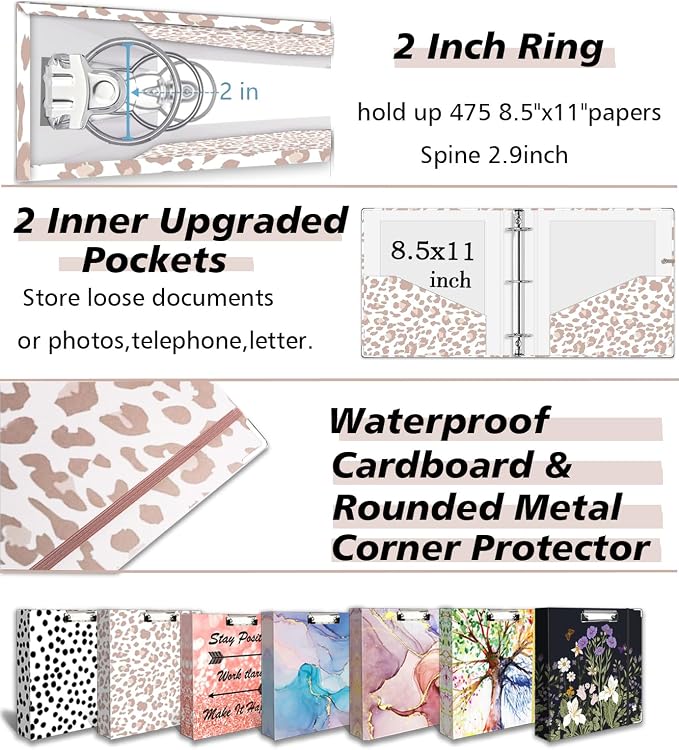 3 Ring Binder 2 Inch for 8.5"x11" Paper, Three Ring Binders - Image 4