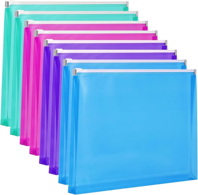 EOOUT 8pcs Plastic Envelopes, Poly Zip Envelopes, Letter Size, Expanding by EOOUT