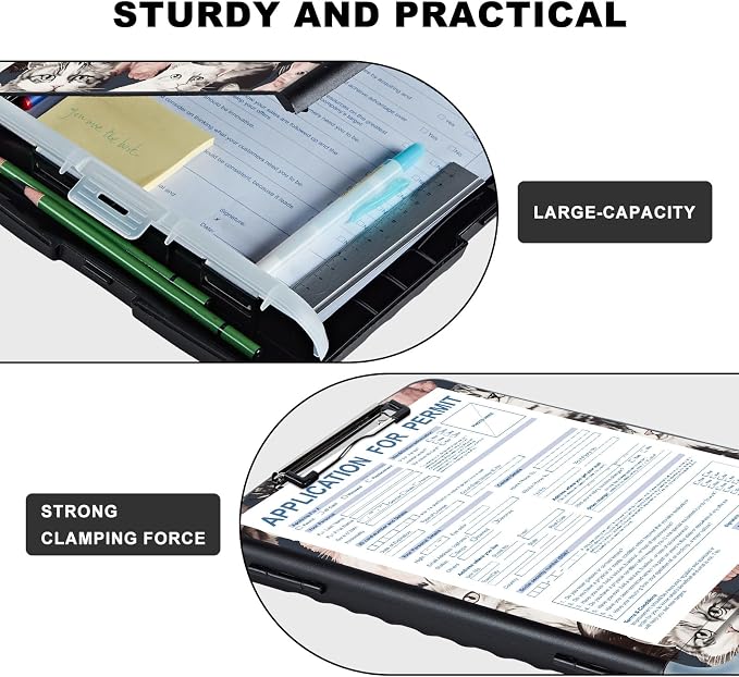 Clipboard with Storage, Storage Clipboard with Pen Holder, Heavy Duty Plastic - Image 3