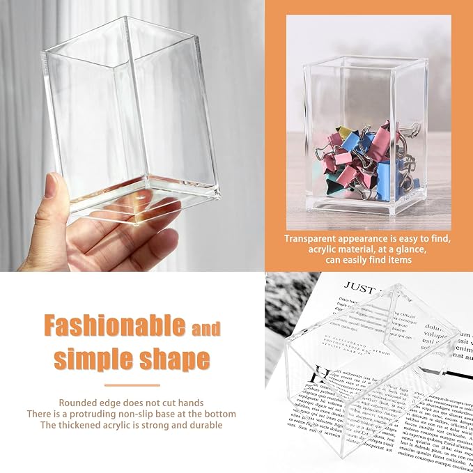 Cerpourt 3 Pack Clear Acrylic Makeup Brush Holder, Acrylic Cosmetic Brushes - Image 3