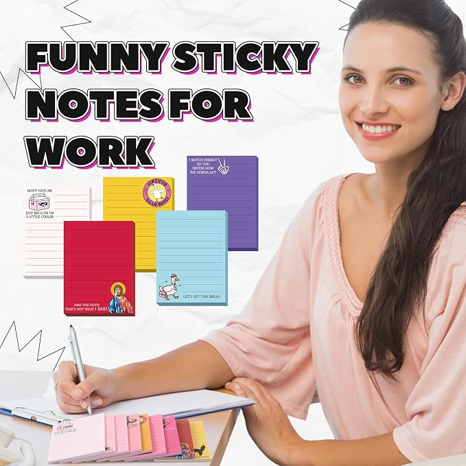 12 Pcs Funny Sticky Notes for Work 4x3 Inches Sarcastic Self Adhesive Notepads - Image 4