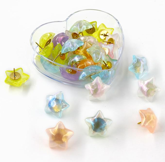 30 Pack Glitter Decorative Push Pins, Aesthetic Resin Thumb Tacks by Koqye