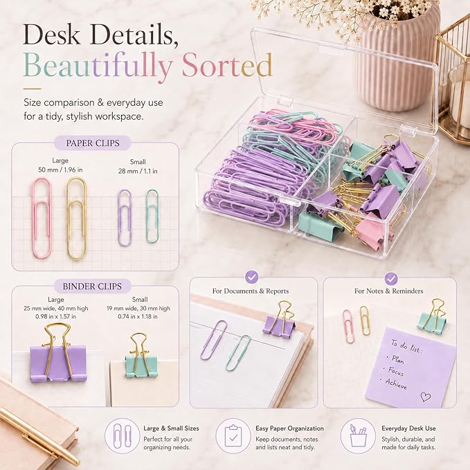Pastel Paper Clips Binder Clips Set - Image 5