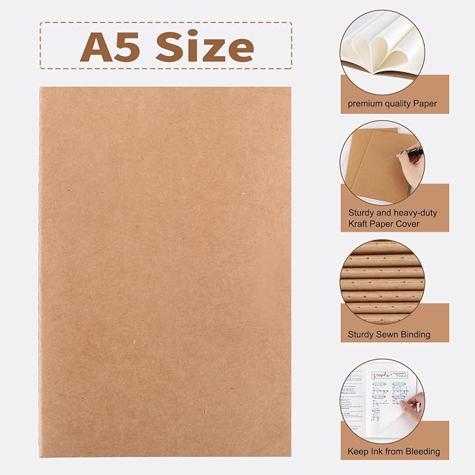 EOOUT 48pcs Blank Kraft Notebooks, Bulk Journals - Image 3
