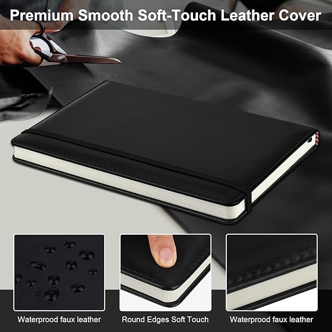 ZCZN Lined Journal Notebooks for Work, 5.5x8.3 in, 192 Pages, Hardcover Leather A5 Journals for Writing, Diary & Travel, College Ruled Journaling Notebooks for School, Office, Home (Black*6)-DeskLoop Office