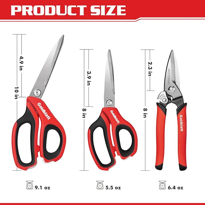 Goldblatt 3PCS Heavy Duty Scissors, Drop Forged Blades - Image 2