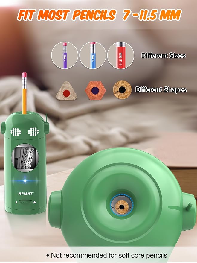 AFMAT Electric Pencil Sharpener Fully Automatic, Colored Pencil Sharpeners - Image 3
