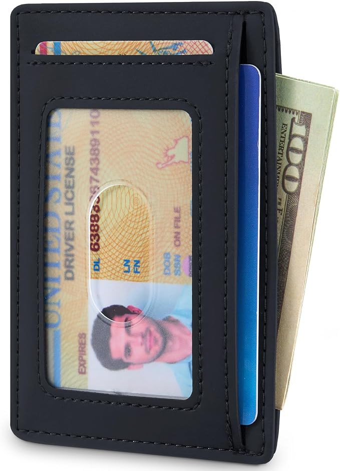 Travelambo Slim Wallet Front Pocket Minimalist Leather RFID Blocking Medium Size - Image 2