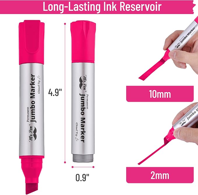 Mr. Pen- Jumbo Permanent Markers, 4 Pack, Chisel Tip, Wide Tip, Large | Thick - Image 4