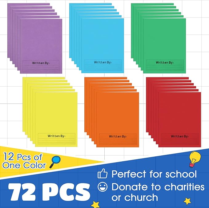 Henoyso 72 Pcs Primary Composition Notebook K-2 9 3/4 x 7 1/2 Inch Primary Journal, Back to School Supplies, Bulk Blank Writing Book for Kid to Write Draw Journal 60 Page Notebooks (Colorful)-DeskLoop Office