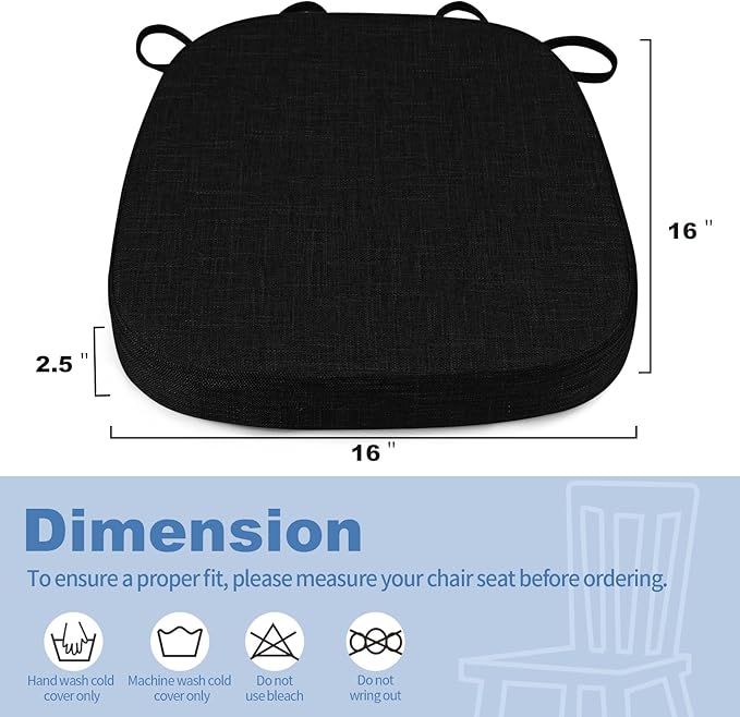 BUYUE Thickened 2.5" Friendly Woven Fabric Dining Chair Cushion, U-Shape High - Image 2