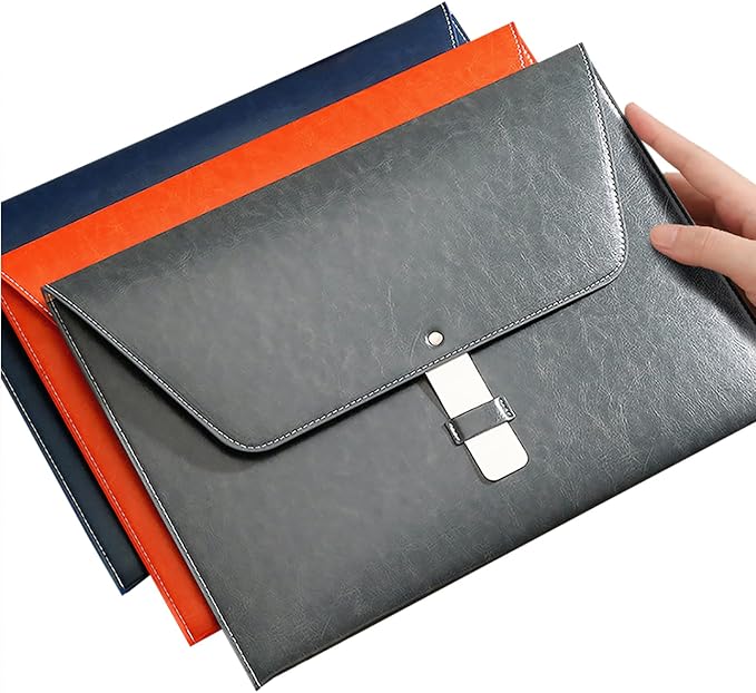 PU Leather A4 File Folder Large Document Holder Waterproof Envelope Folder Case - Image 8