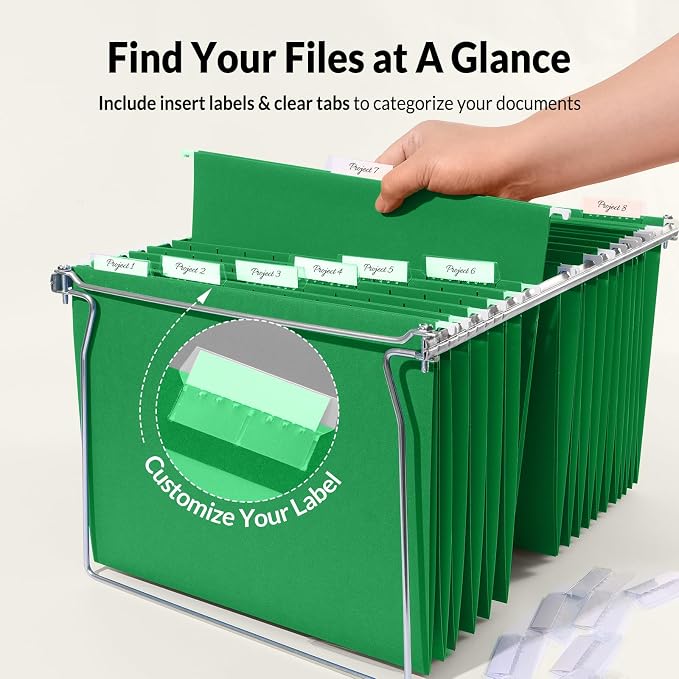 SUNEE Hanging File Folders, 25 Pack Letter Size Hanging File Folders - Image 2