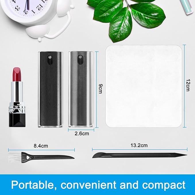 2 Pack Screen Cleaner Spray and Wipe for Laptop Monitor and Car Screens, Phone Touchscreen Mist Cleaning Kit for Cellphone, Tablet, PC, Computer, LCD, Eyeglass, iPhone, iPad, Mac Pro - Black and Grey-DeskLoop Office
