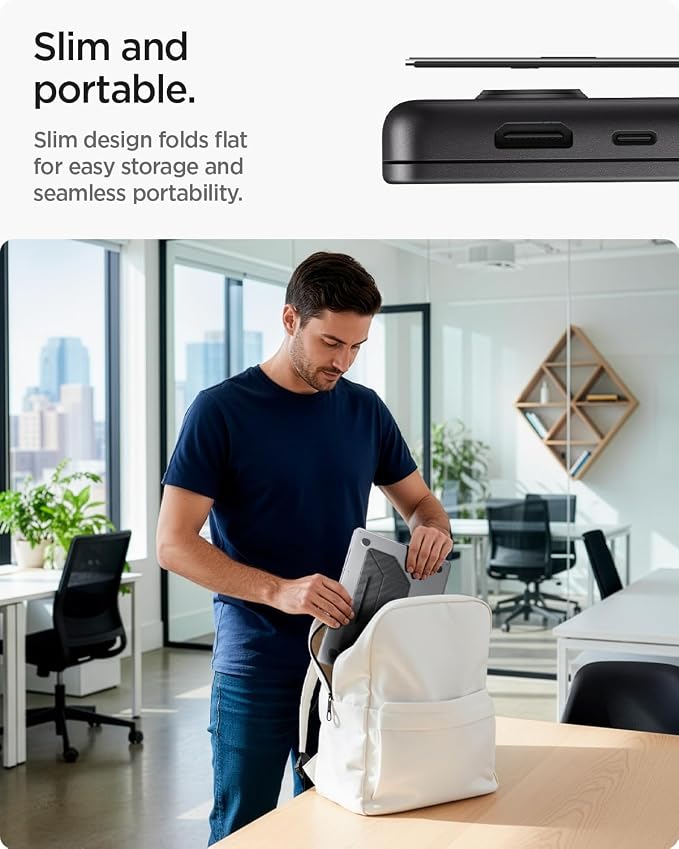 Spigen Slim Fold Adhesive Laptop Stand Foldable Portable Dual Ergonomic Angle - Image 4