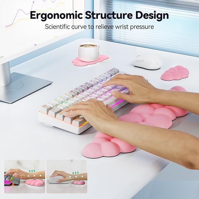 TECKNET Cloud Keyboard Wrist Rest Set, Cloud Wrist Rest - Image 3