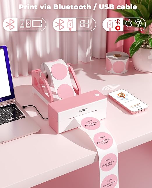 MUNBYN Bluetooth Thermal Label Printer, 4x6 Shipping Label Printer for Shipping Packages, Compatible with iOS, Android, PC, Mac, Chrome OS, Etsy, Ebay, Shopify, Amazon, USPS and More-DeskLoop Office